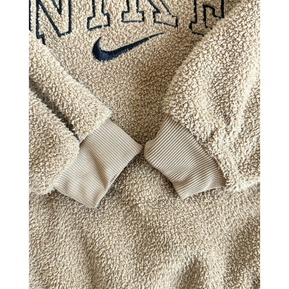 Nike Girls Swoosh Crewneck Sweatshirt Size 6-7 Beige Logo Cozy Pullover - Picture 4 of 5